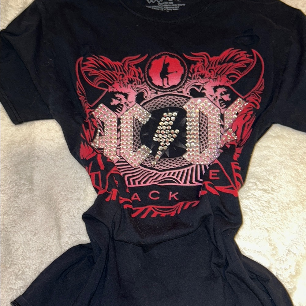 Black and Red Graphic T-Shirt ac/dc and vintage